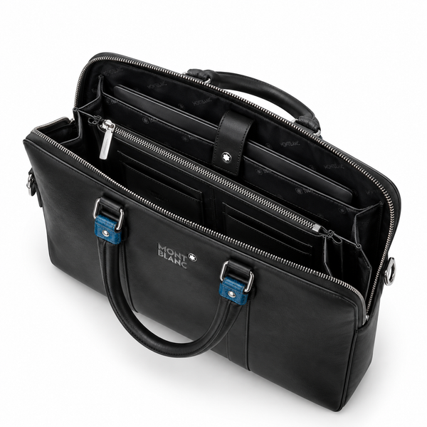 Montblanc Black Leather Laptop Briefcase
