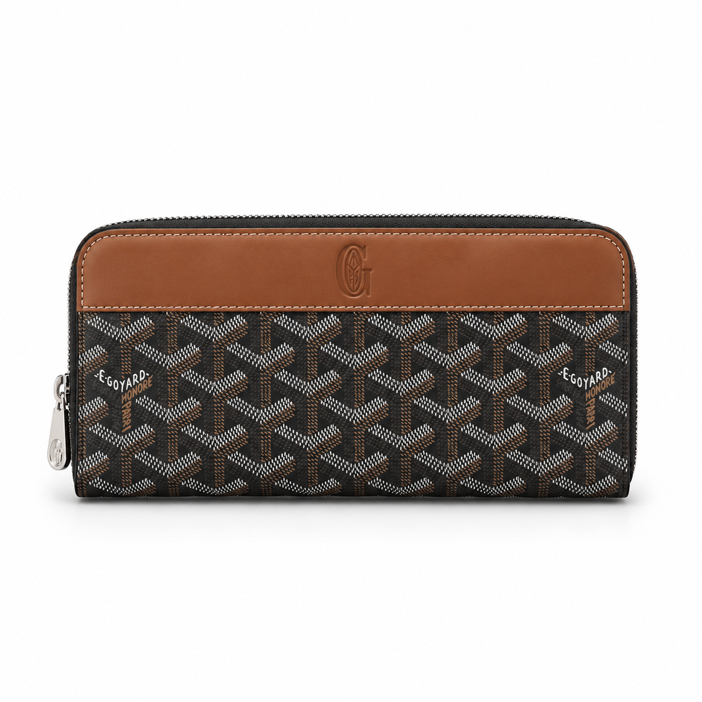 Goyard Black & Brown Zip Wallet