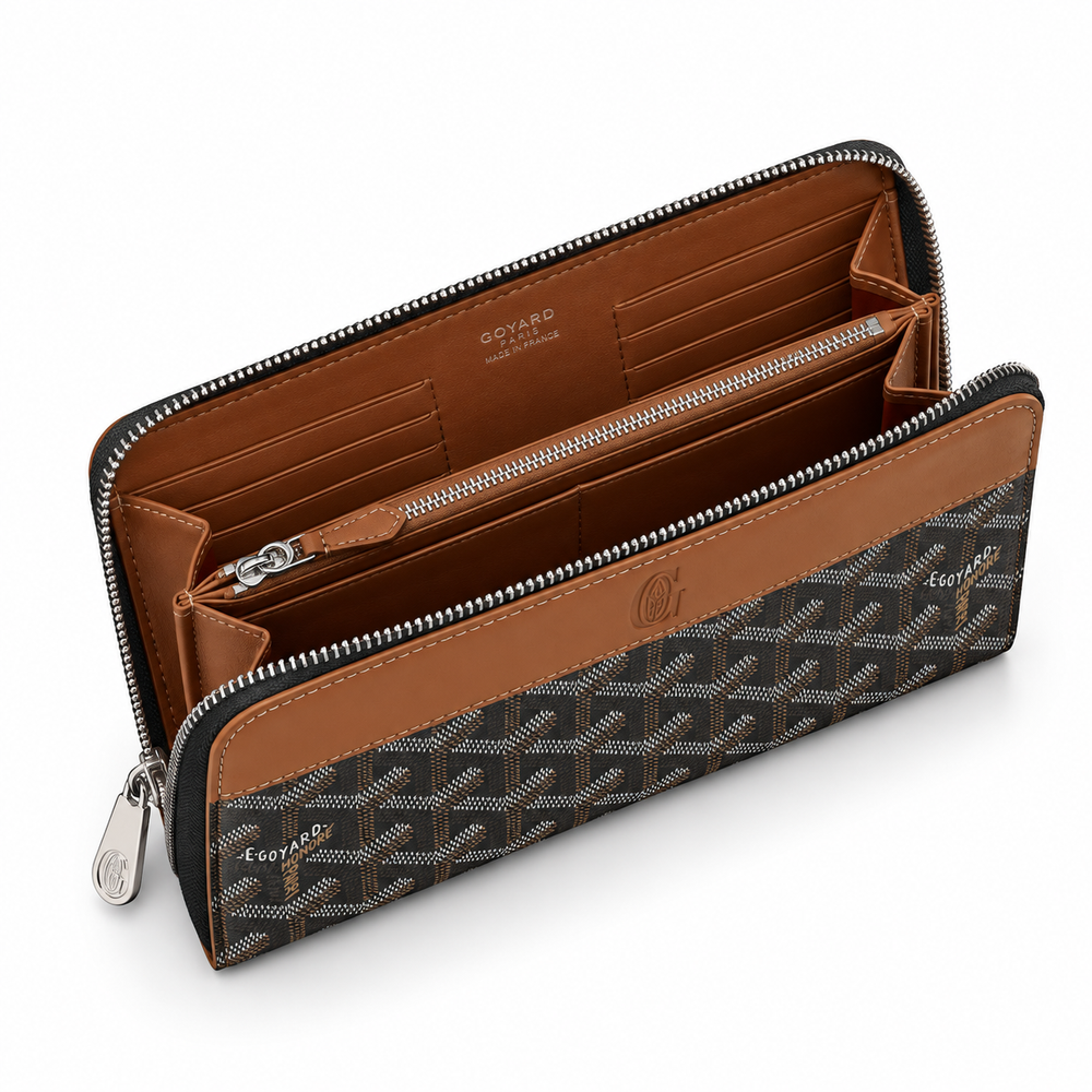Goyard Black & Brown Zip Wallet