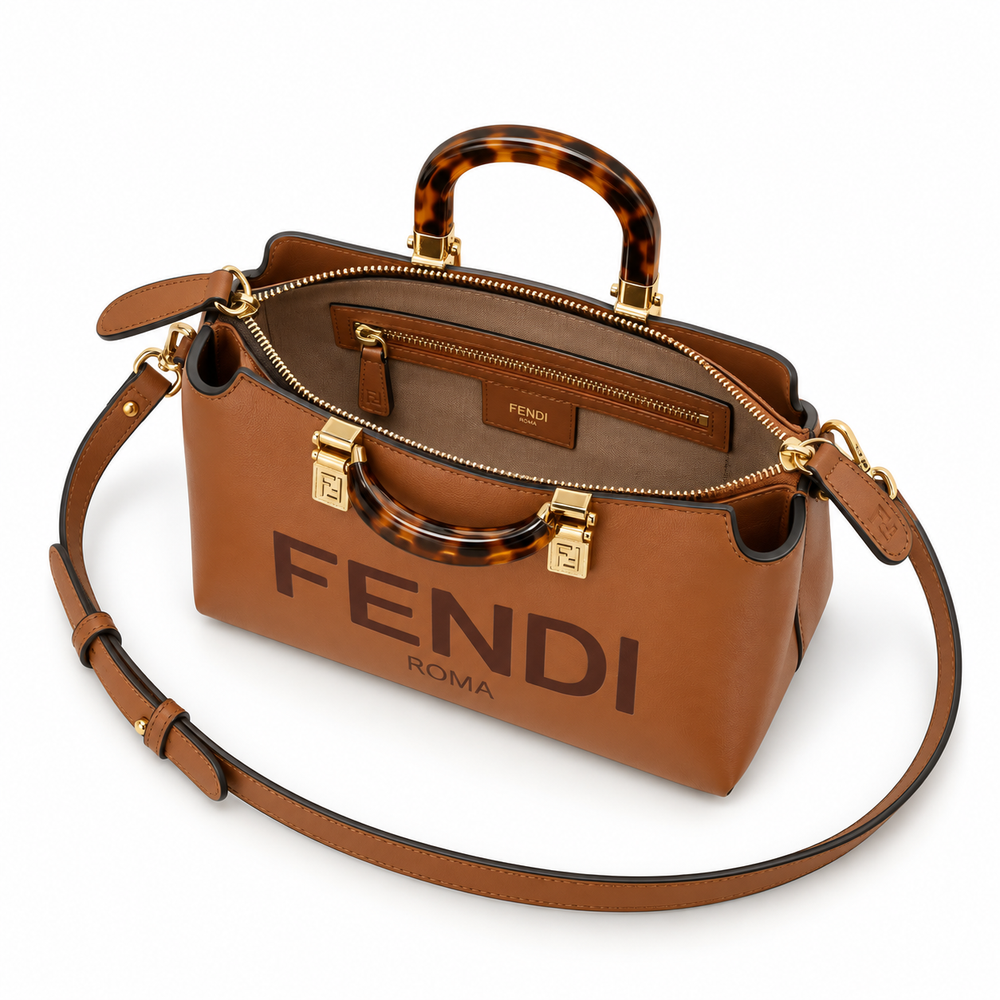 Fendi Brown Leather Top-Handle Bag
