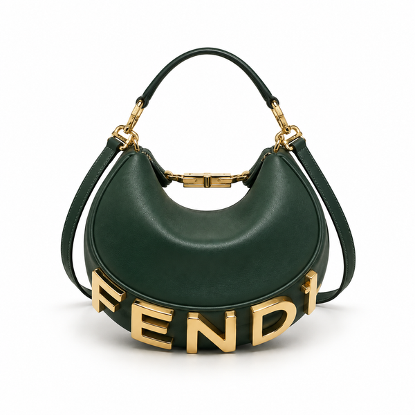 Fendi Green Leather Shoulder Bag