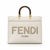 Fendi White & Gold Leather Tote Bag