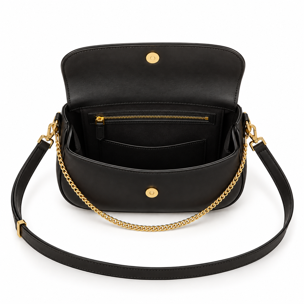 Fendi Black Leather Chain Shoulder Bag