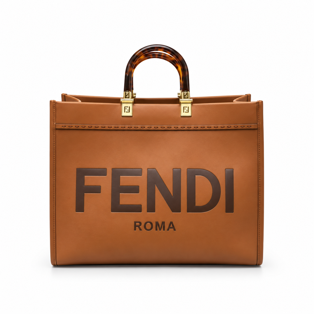 Fendi Tan Leather Tote Bag