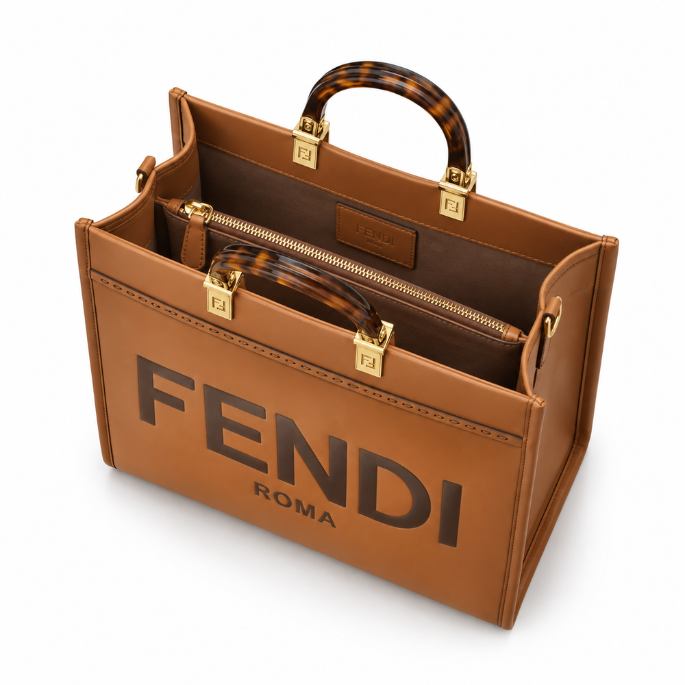 Fendi Tan Leather Tote Bag