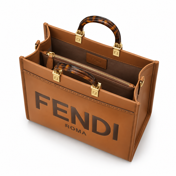Fendi Tan Leather Tote Bag