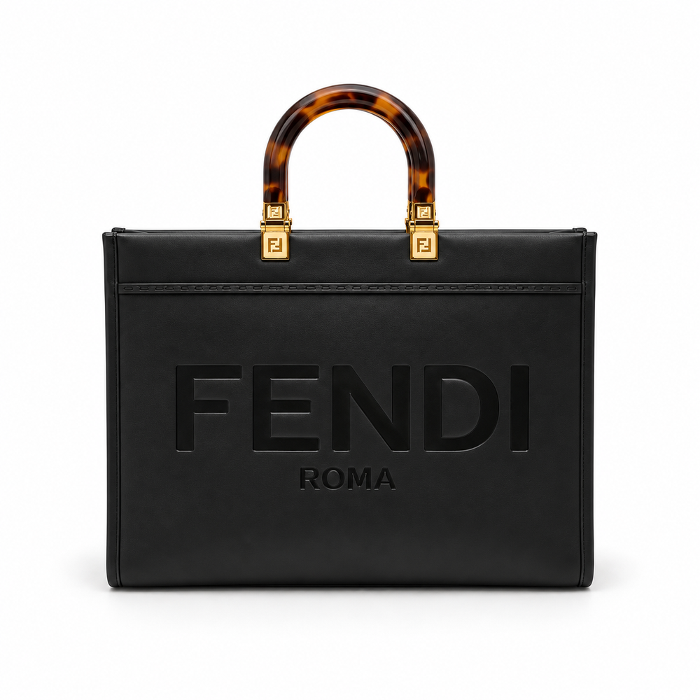Fendi Black Leather Tote Bag