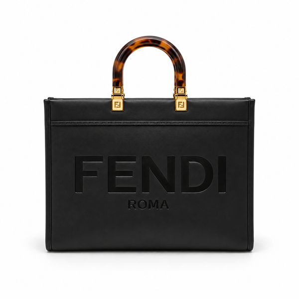Fendi Black Leather Tote Bag
