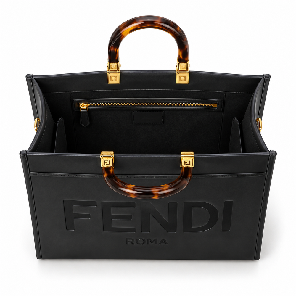 Fendi Black Leather Tote Bag