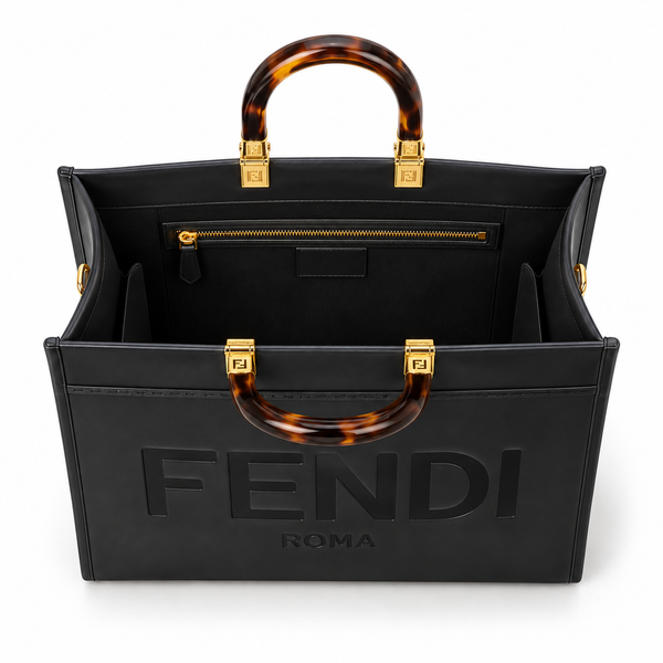 Fendi Black Leather Tote Bag