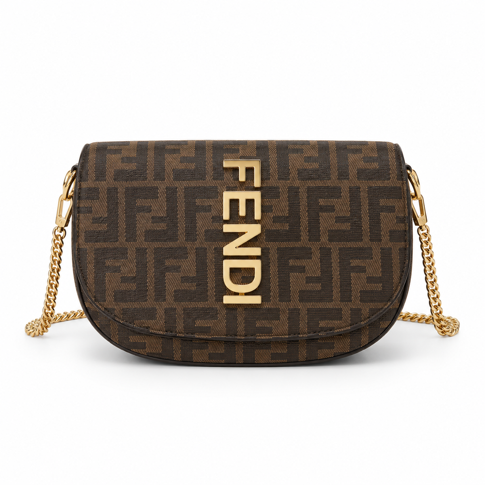Fendi Brown Monogram Chain Shoulder Bag