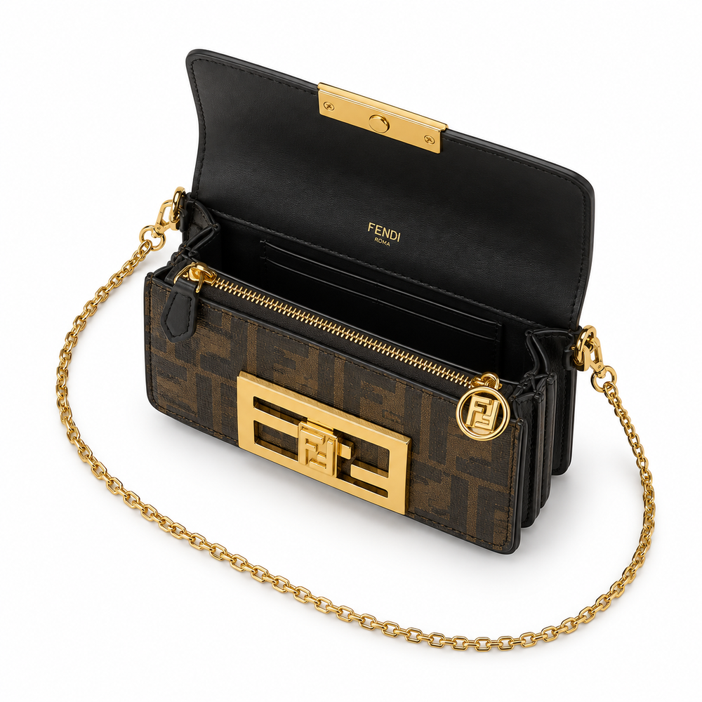 Fendi Brown Monogram Chain Shoulder Bag