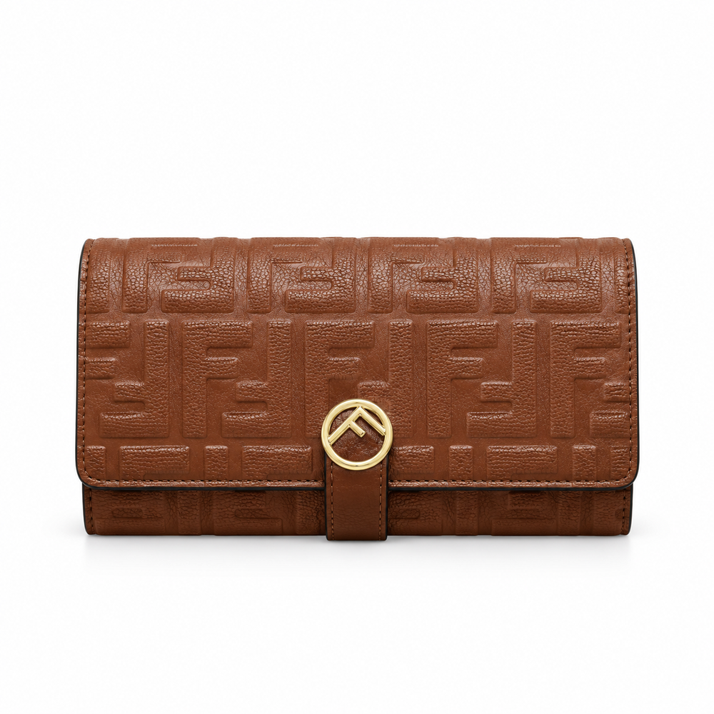 Fendi Brown Embossed Leather Wallet
