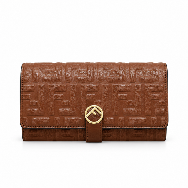 Fendi Brown Embossed Leather Wallet