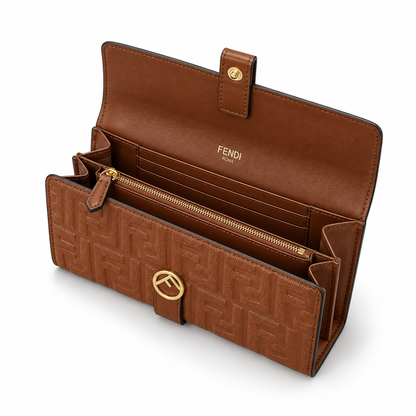 Fendi Brown Embossed Leather Wallet