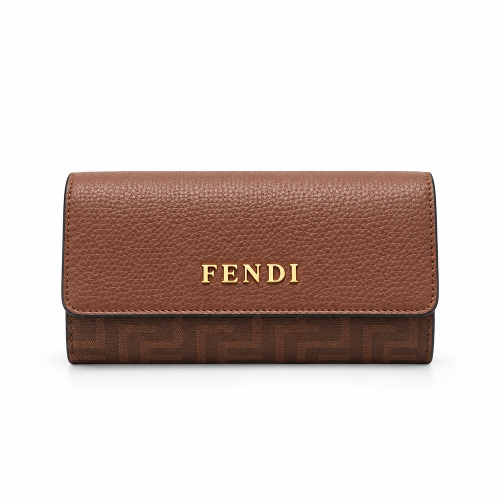 Fendi Brown Leather Monogram Wallet