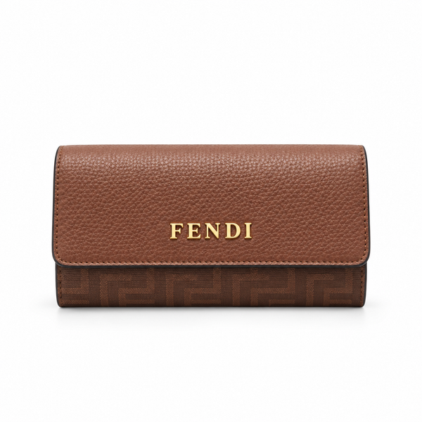 Fendi Brown Leather Monogram Wallet