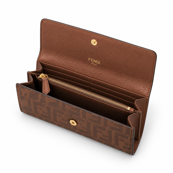Fendi Brown Leather Monogram Wallet