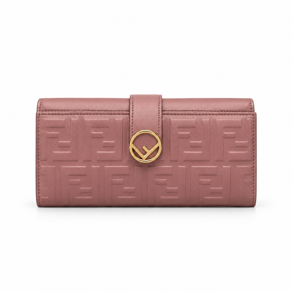 Fendi Pink Embossed Leather Wallet