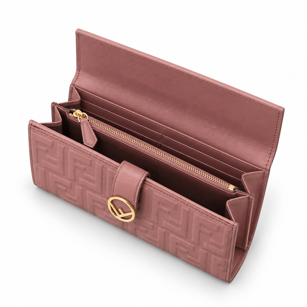 Fendi Pink Embossed Leather Wallet