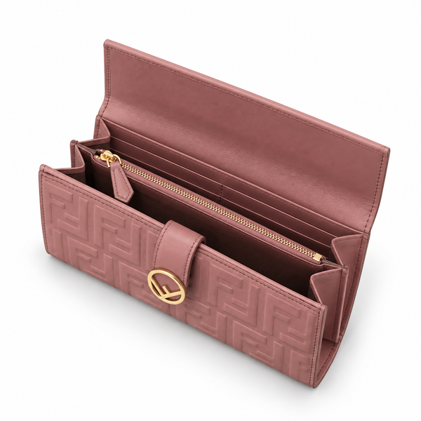 Fendi Pink Embossed Leather Wallet