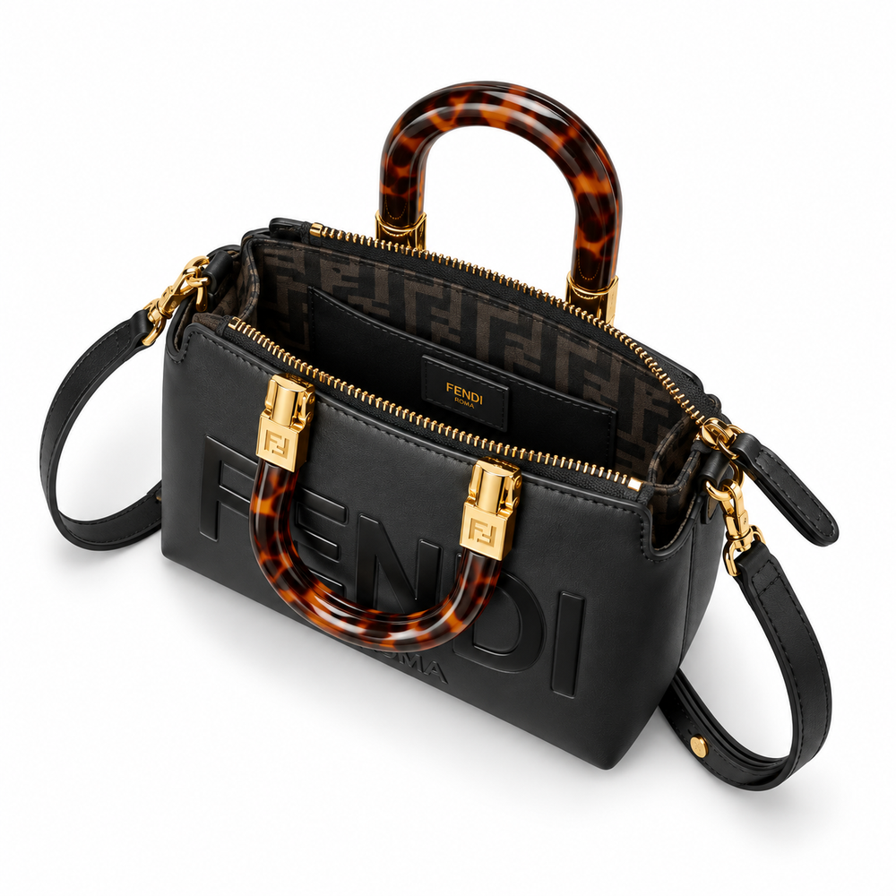 Fendi Black Leather Top-Handle Bag