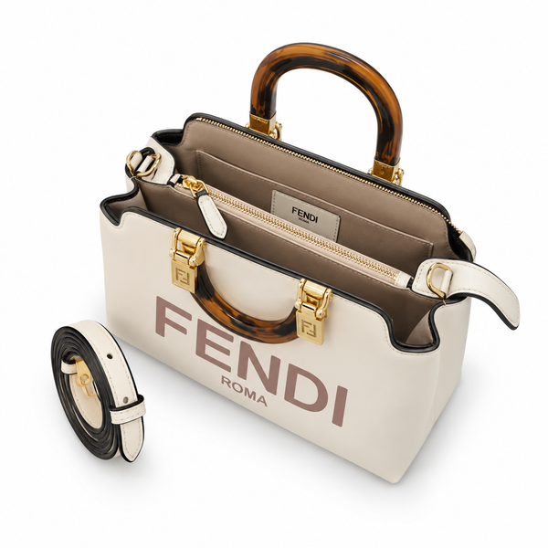 Fendi White Leather Top-Handle Bag