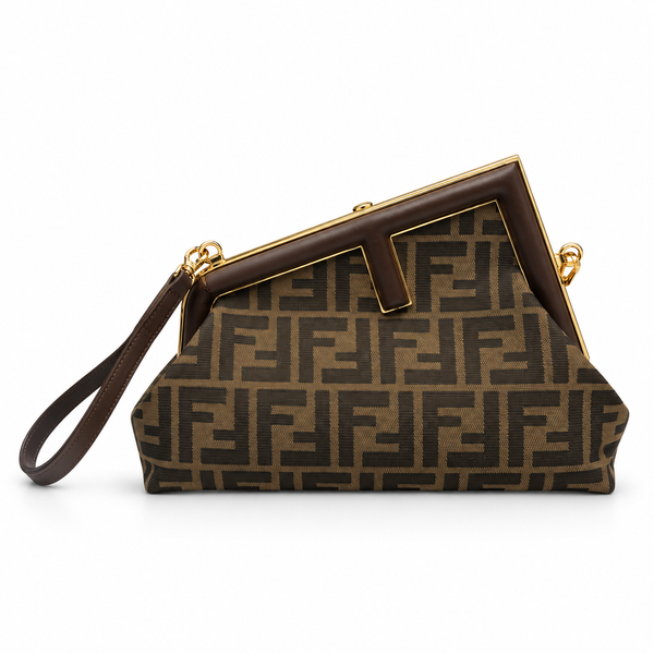 Fendi Brown Monogram Frame Clutch