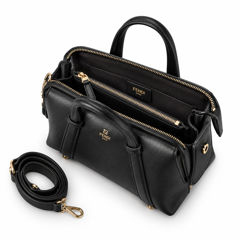 Fendi Black Leather Boston Bag